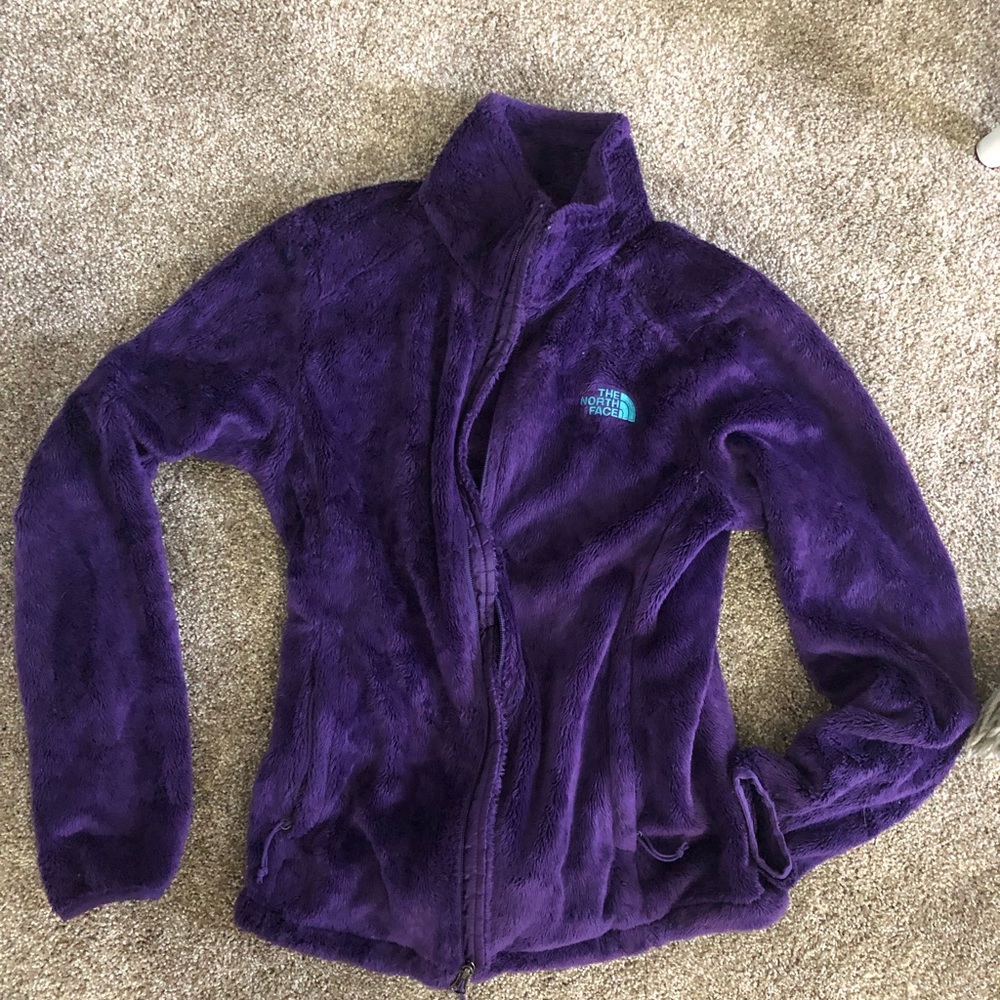 Purple north face zip up jacket